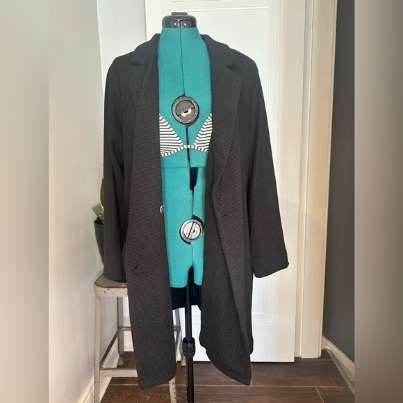 Cozy Co Waffle Knit Long Cardigan Black Knit size small - Picture 9 of 14